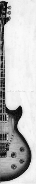 Guitar drawing. A pencil drawing of half of an electric guitar. ​​I only drew the left half and it was originally going to be part of a project that I decided not to go ahead with.​