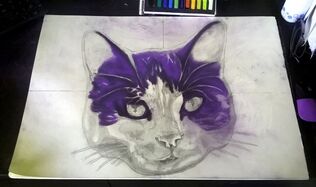 Dean Sidwell Art. Pop Art Cat work in progress tutorial 3. - Colour explosion.