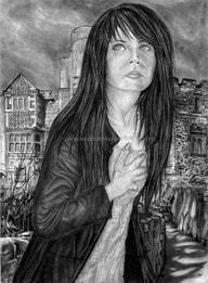 Dean Sidwell Art. Leaving: Goth girl and castle pencil drawing - Work in progress tutorial 3