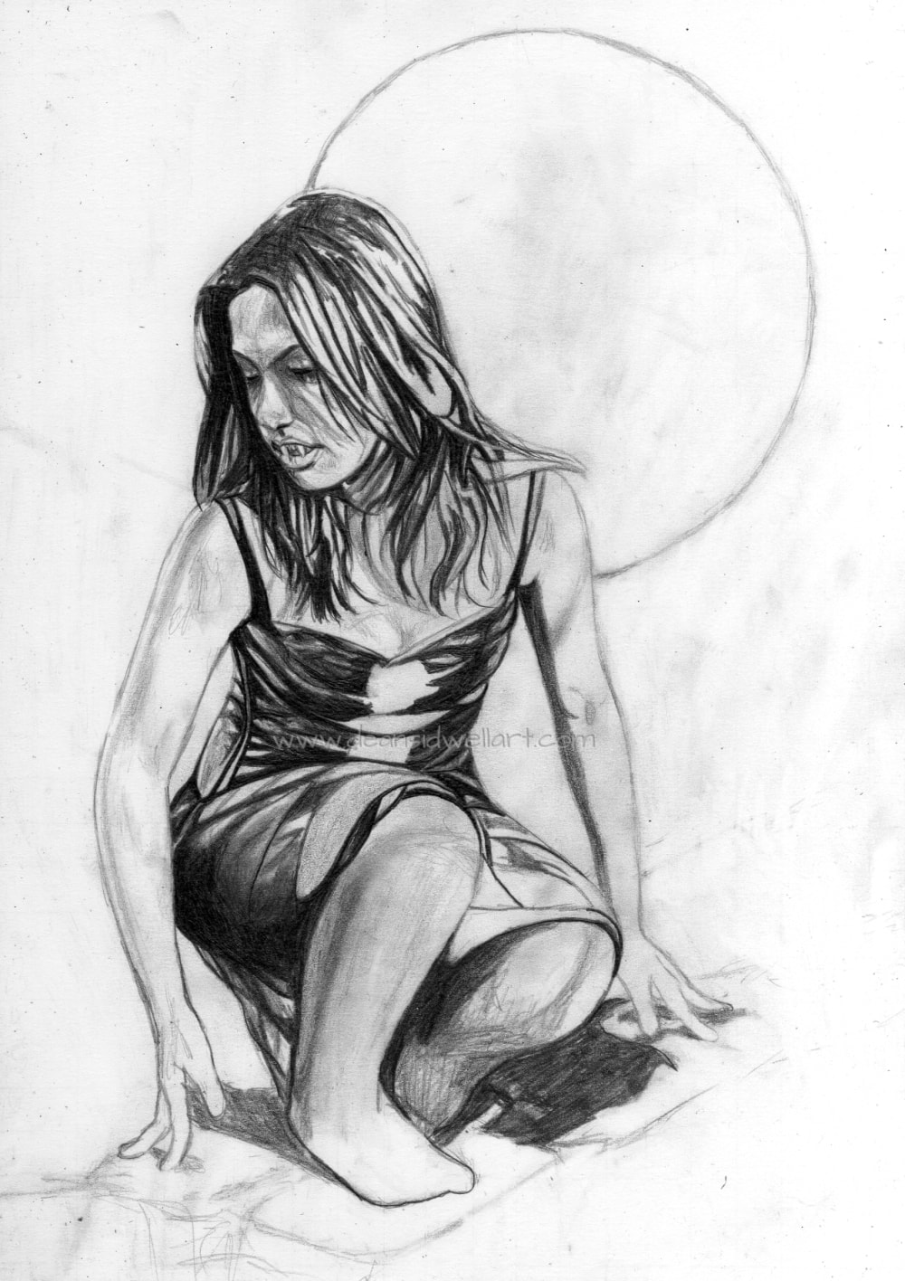 Dean Sidwell Art. Nocturnal: Vampire girl drawing - Work in progress tutorial 1