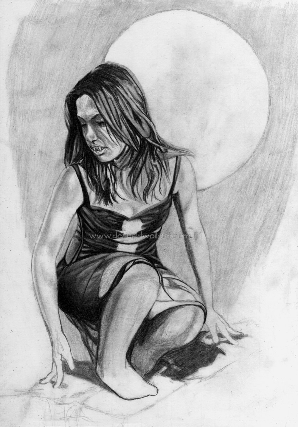 Dean Sidwell Art. Nocturnal: Vampire girl drawing - Work in progress tutorial 2