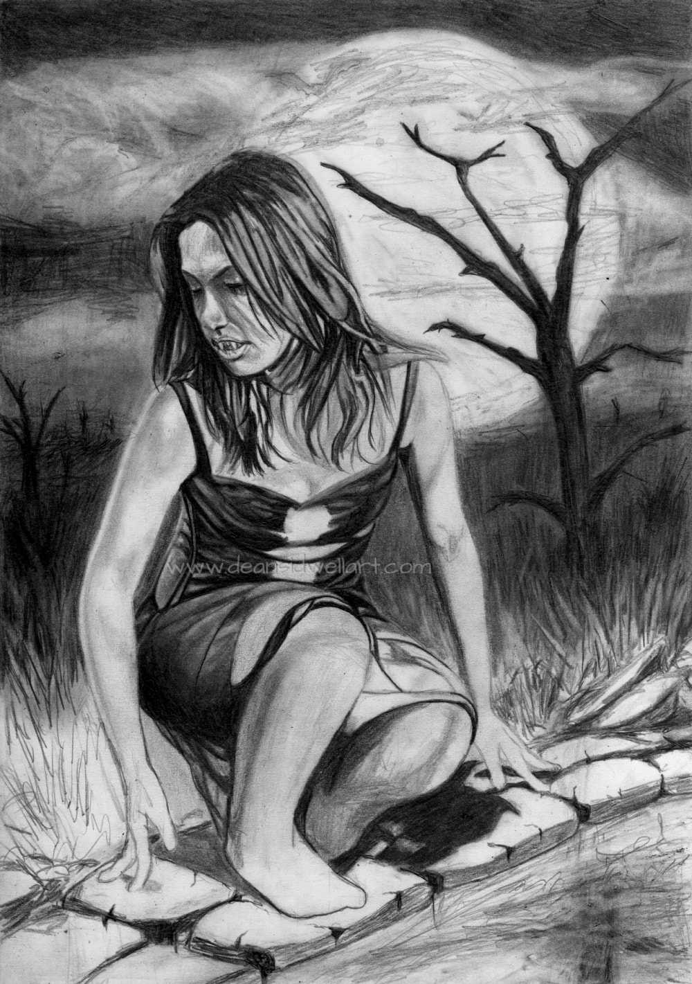 Dean Sidwell Art. Nocturnal: Vampire girl drawing - Work in progress tutorial 4