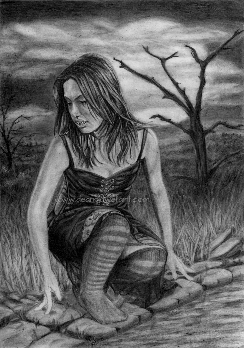 Dean Sidwell Art. Nocturnal: Vampire girl drawing - Work in progress tutorial 8