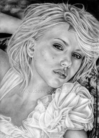 Pencil portrait drawing of Scarlett Johansson. Lots of detailing went into that white dress with all those folds and ruffles.. An A4 size drawing (297mm x 210mm). I used HB & 2B mechanical pencil, H2, & H4 pencil, many different kinds of eraser,blending stumps and tissues.