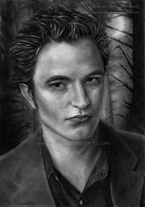 Drawn for a friend. This is the character Edward Cullen from the Twilight series, played by the Actor Robert Pattinson. Drawn on A4 sized paper using various mechanical and normal pencils, erasers, blending stumps and cotton buds.