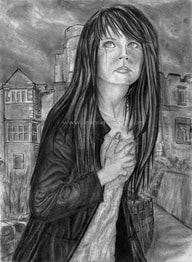 Dean Sidwell Art. Leaving: Goth girl and castle pencil drawing - Work in progress tutorial 2