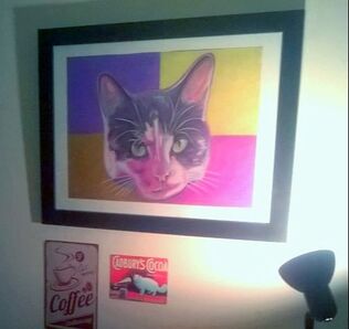 Dean Sidwell Art. Pop Art Cat work in progress tutorial 4. - Finished and framed
