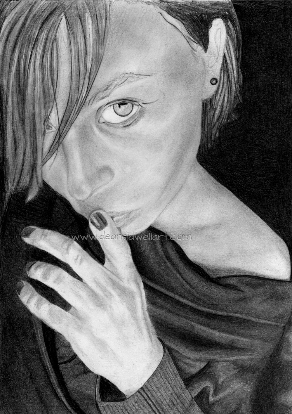 Dean Sidwell Art. Keeping Secrets: Pencil portrait work on progress tutorial  3
