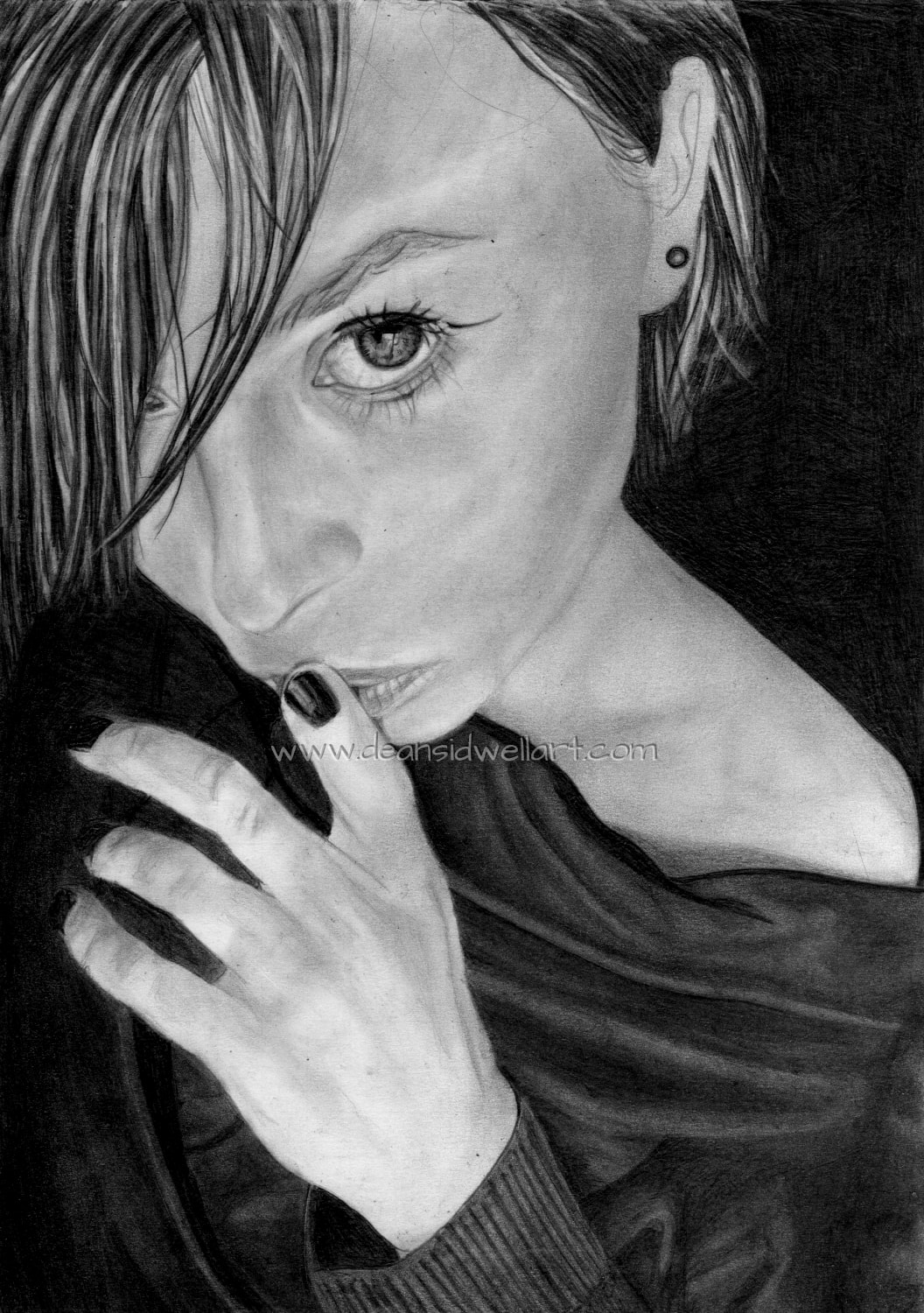 Dean Sidwell Art. Keeping Secrets: Pencil portrait work on progress tutorial 4