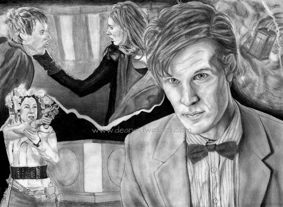 Dean Sidwell Art. Doctor Who - The Pandorica: Pencil drawing work in progress tutorial 2