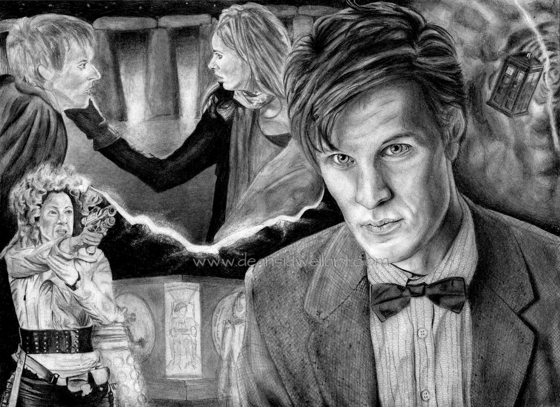 Dean Sidwell Art. Doctor Who - The Pandorica: Pencil drawing work in progress tutorial 3